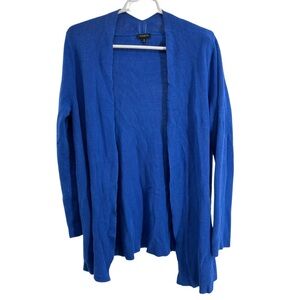 Talbots M royal blue cotton blend open front cardigan casual business office